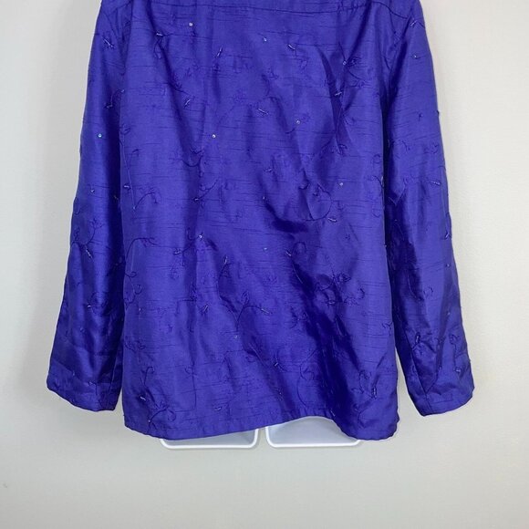 Clothes Womens XL Top Blouse Purple Embroidered Long Sleeve Dressy Career Work - Picture 9 of 11